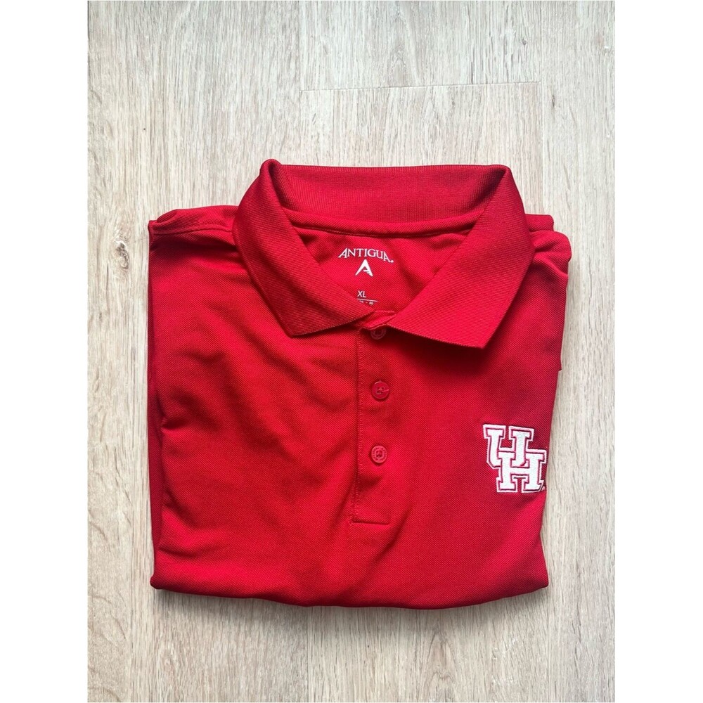 Houston Cougars Antigua Polo Shirt Mens XL Red Embroidered NCAA Football Golf
